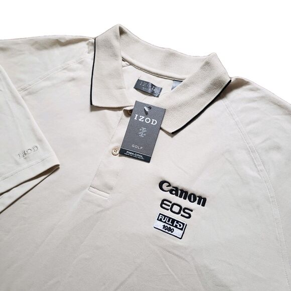 NWT Vintage Izod Golf Canon EOS Size XXL Mens Pims Cotton Blend Beige Polo Shirt - Picture 1 of 6